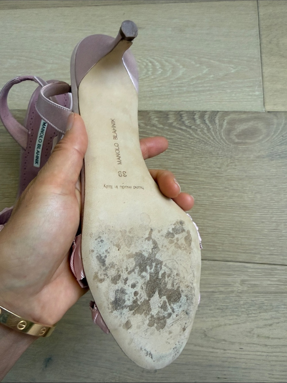 Manolo Blahnik Ligra 50 Faille-trimmed satin slingback sandals - Picture 5 of 6